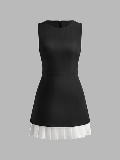 Two-Tone Pleated Women's Mini Dress