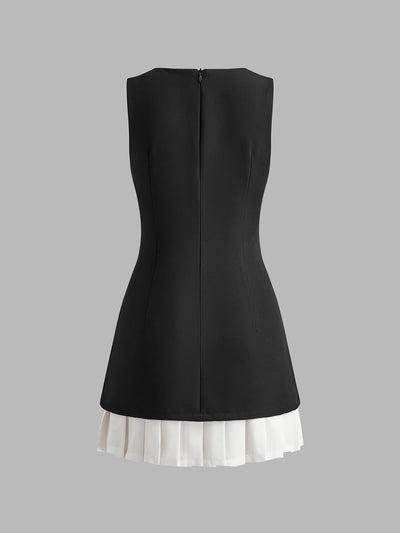 Two-Tone Pleated Women's Mini Dress