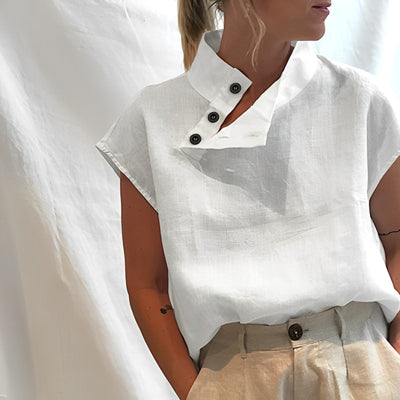 Asymmetric Neck Linen Tops Women
