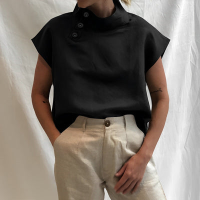 Asymmetric Neck Linen Tops Women