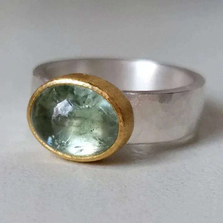 Handmade Rounded Stone Green Ring