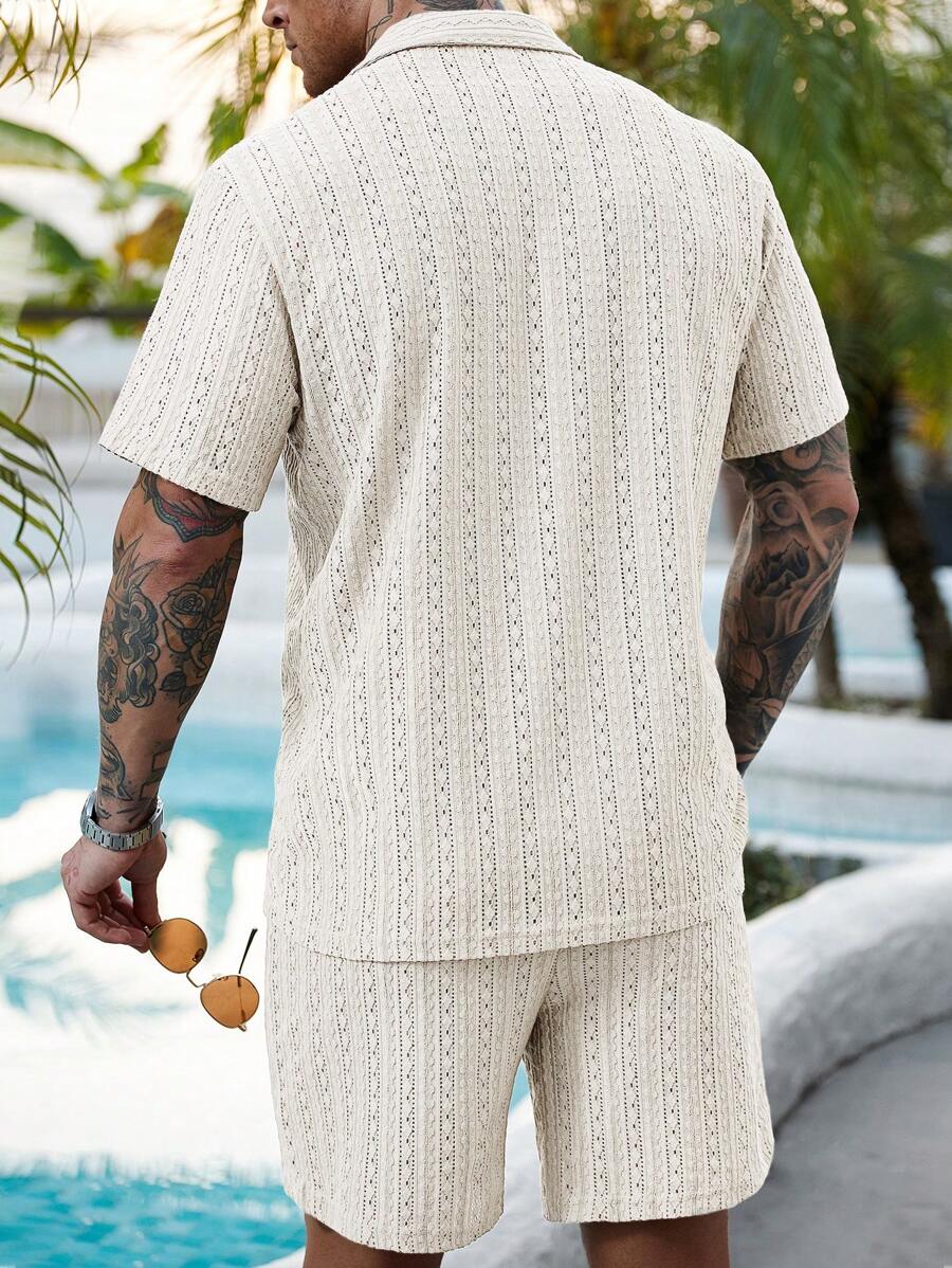 Summer Hollow Shirt Shorts Set