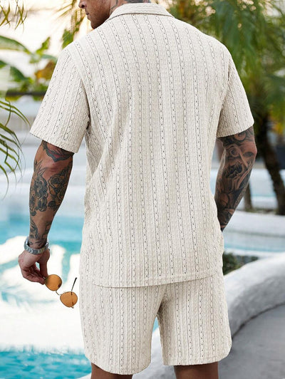 Summer Hollow Shirt Shorts Set