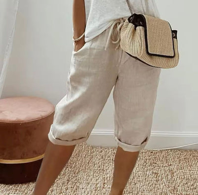 Casual Linen Bermuda Shorts Women