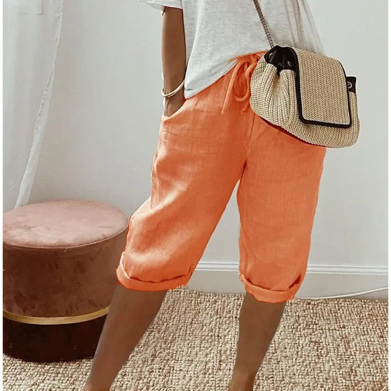 Casual Linen Bermuda Shorts Women