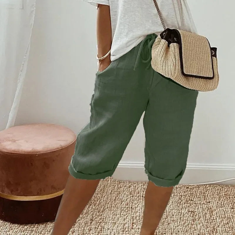 Casual Linen Bermuda Shorts Women