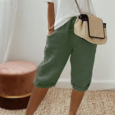 Casual Linen Bermuda Shorts Women