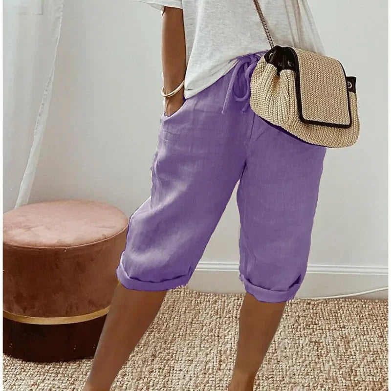 Casual Linen Bermuda Shorts Women