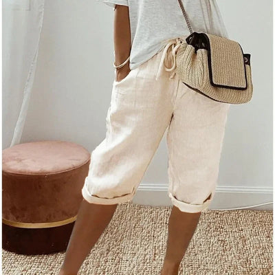 Casual Linen Bermuda Shorts Women
