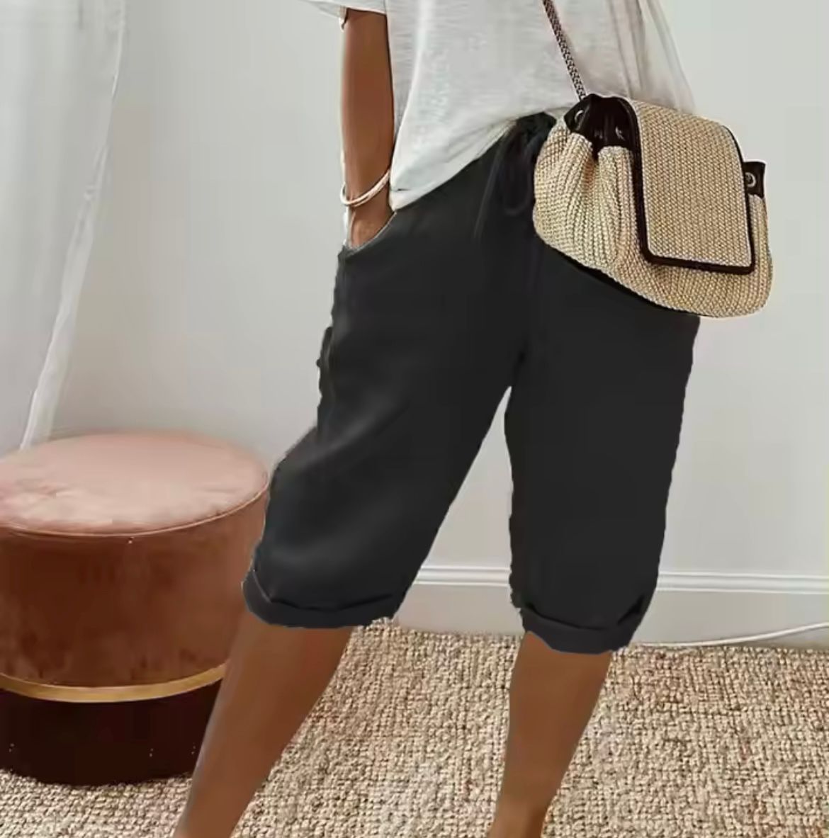 Casual Linen Bermuda Shorts Women