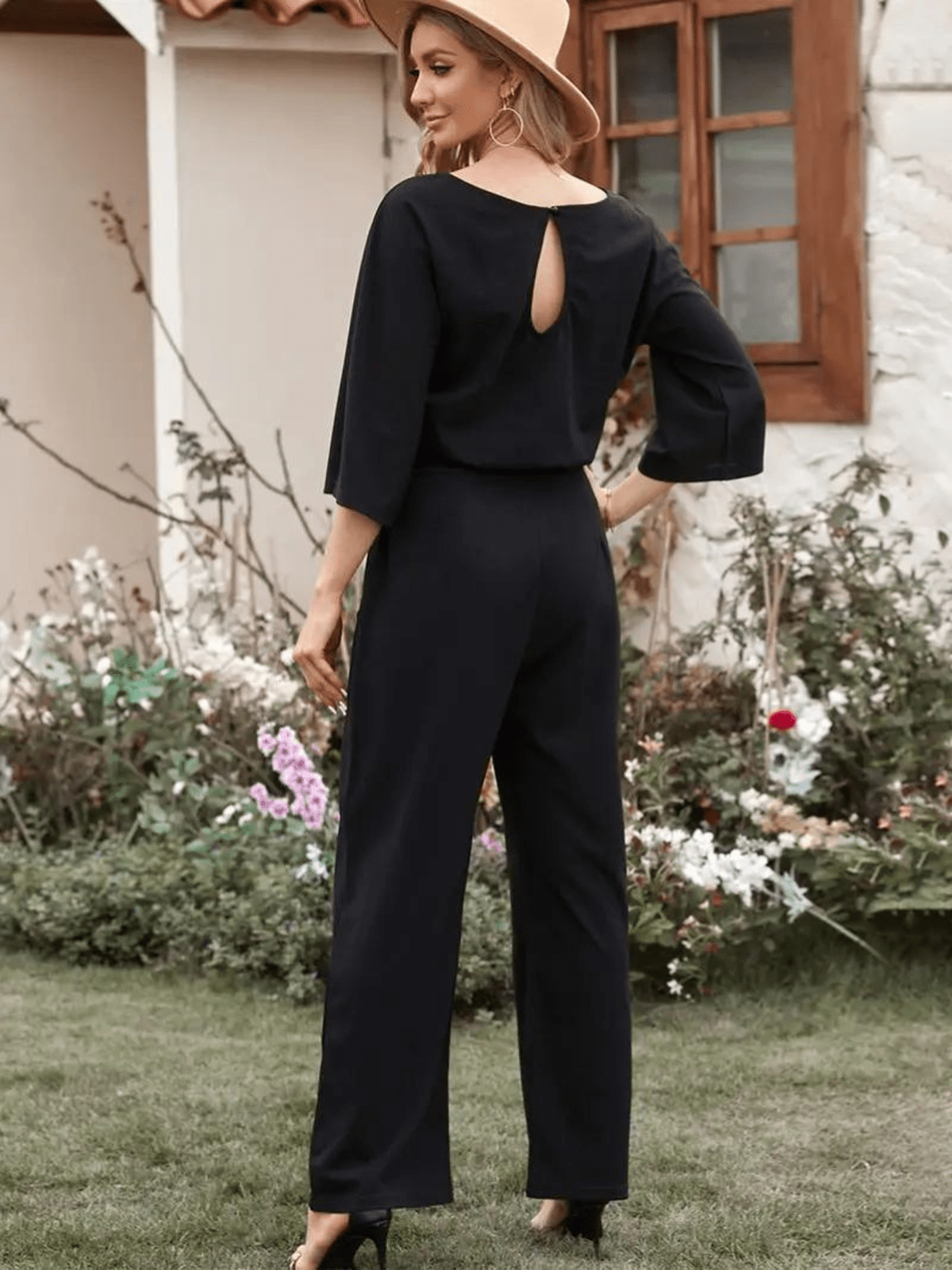 Wide Leg Belted Women's Jumpsuit