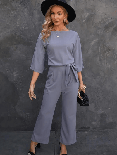 Wide Leg Belted Women's Jumpsuit