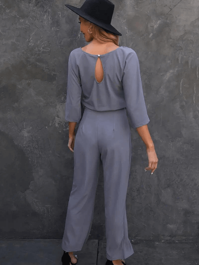 Wide Leg Belted Women's Jumpsuit