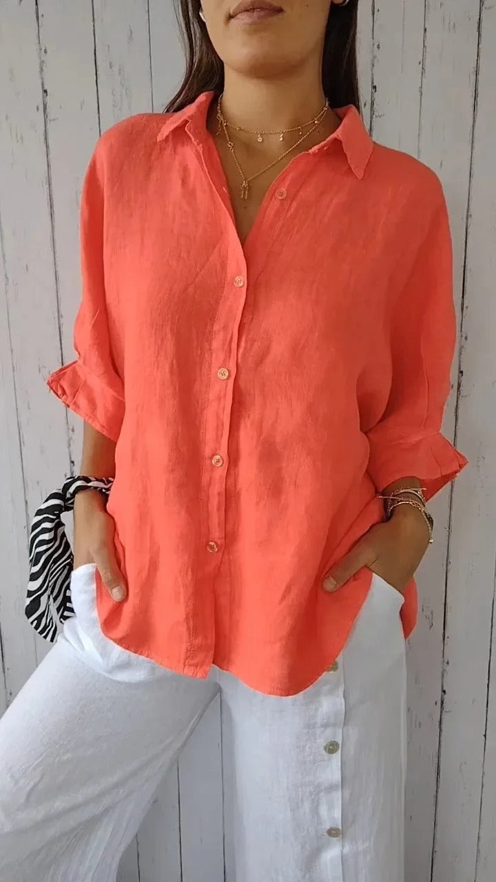 Casual Women's Linen Button-Up Shirt