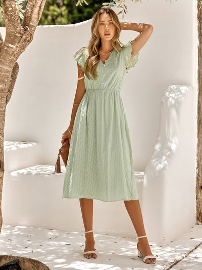 Ruffled Sleeve Women's Summer Dress