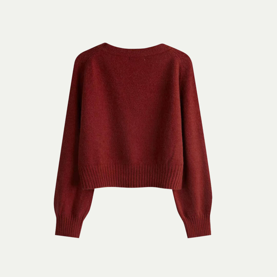 V-Neck Wool Blend Women's Cardigan