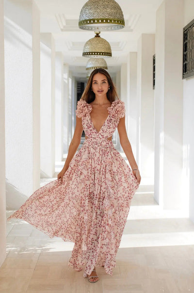 Floral Cut-out Maxi Dress Women