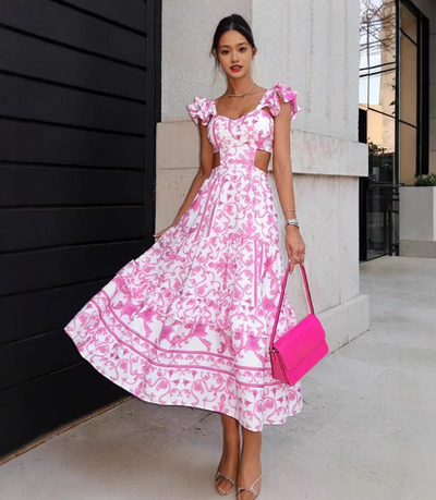 Floral Cut-out Maxi Dress Women