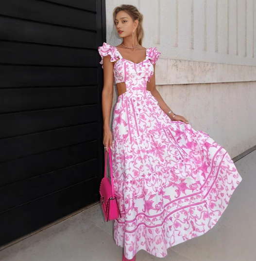 Floral Cut-out Maxi Dress Women