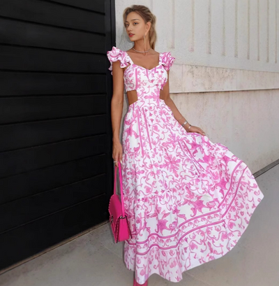 Floral Cut-out Maxi Dress Women