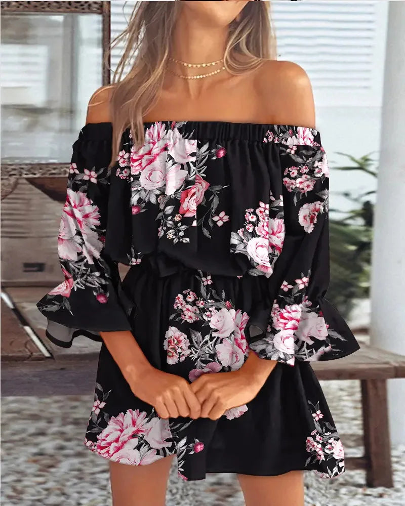 Off-Shoulder Floral Women's Mini Dress