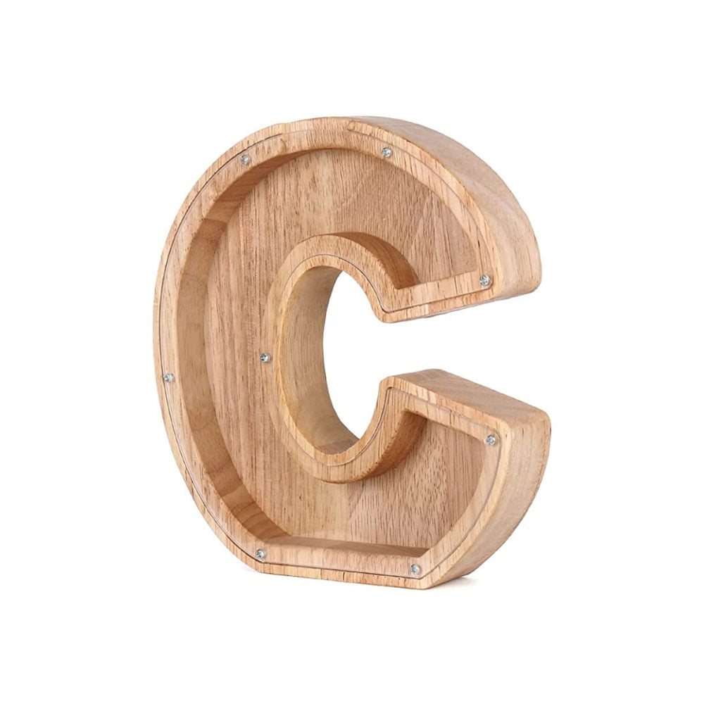 Wooden Alphabet Money Box