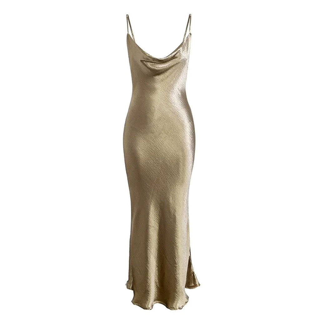 Gold Satin Women's Formal Dress