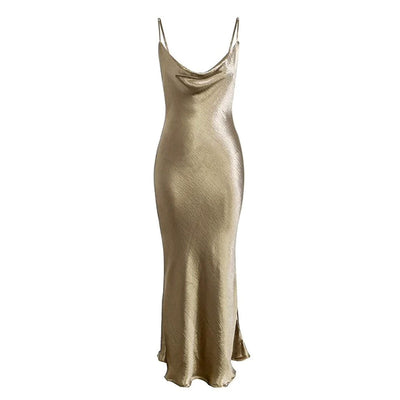 Gold Satin Women's Formal Dress