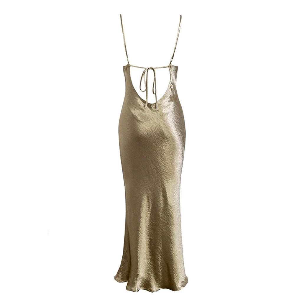 Gold Satin Women's Formal Dress