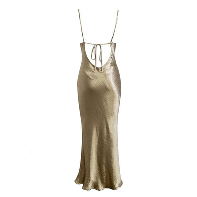 Gold Satin Women's Formal Dress