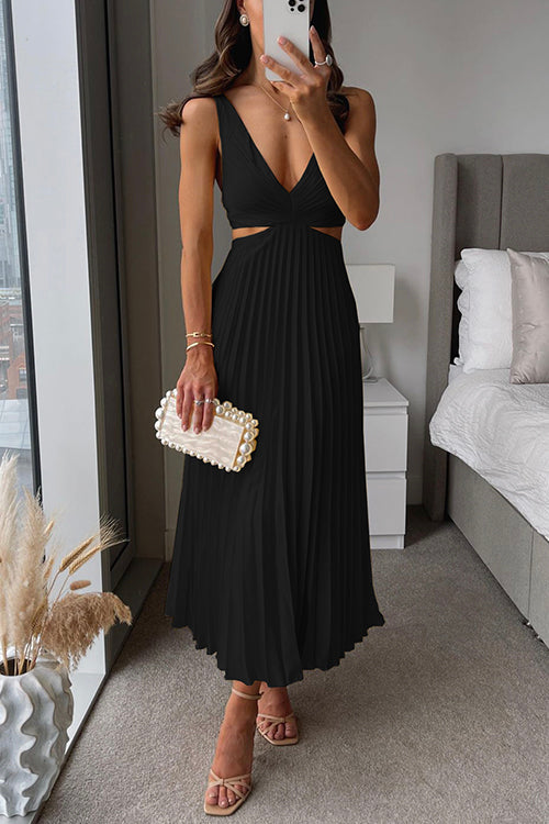 Pleated Cut-Out Women's Formal Dress