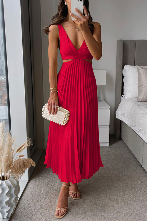 Pleated Cut-Out Women's Formal Dress