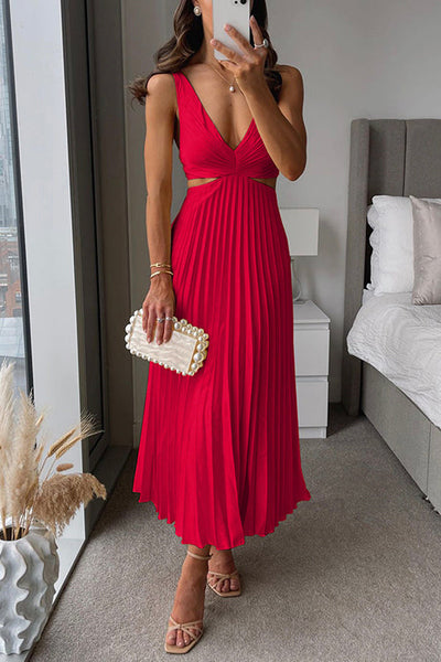 Pleated Cut-Out Women's Formal Dress