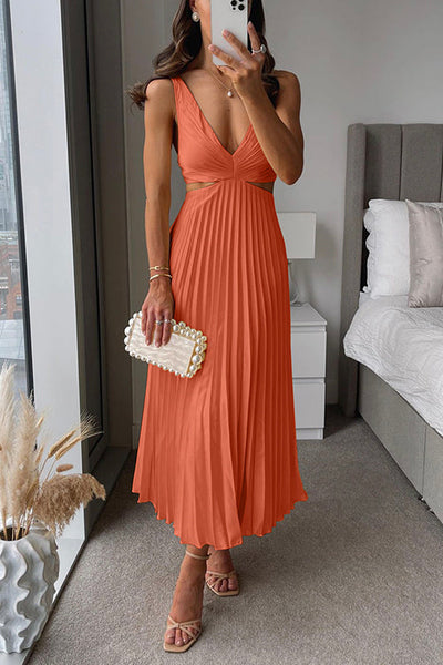 Pleated Cut-Out Women's Formal Dress