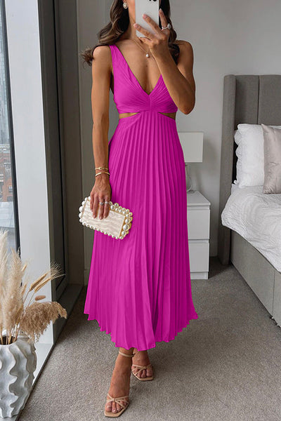 Pleated Cut-Out Women's Formal Dress
