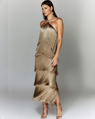 Elegant Fringe Maxi Dress Women