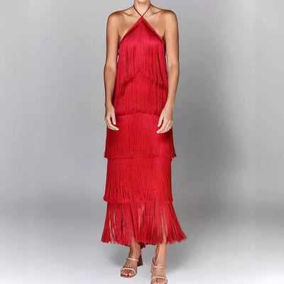 Elegant Fringe Maxi Dress Women