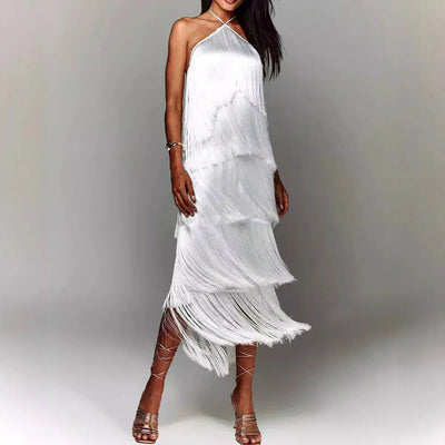 Elegant Fringe Maxi Dress Women