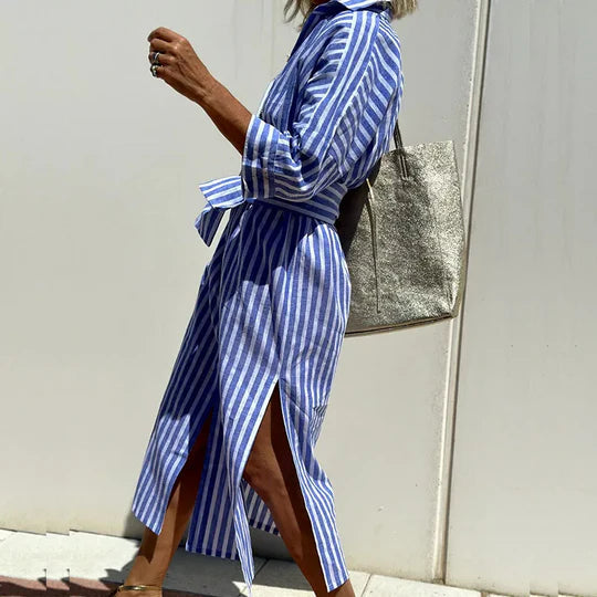 Striped Linen Shirt Dress Women