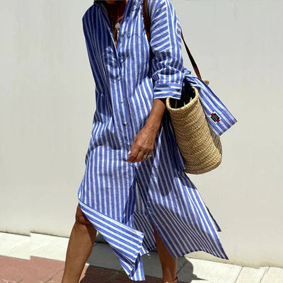 Striped Linen Shirt Dress Women