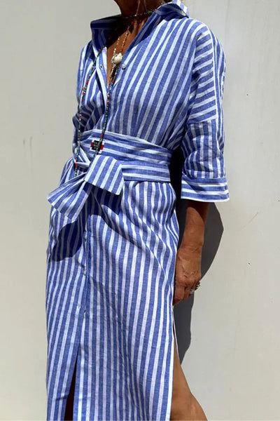 Striped Linen Shirt Dress Women