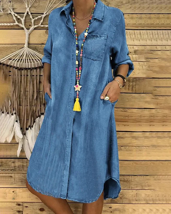 Button-Down Denim Dress Women