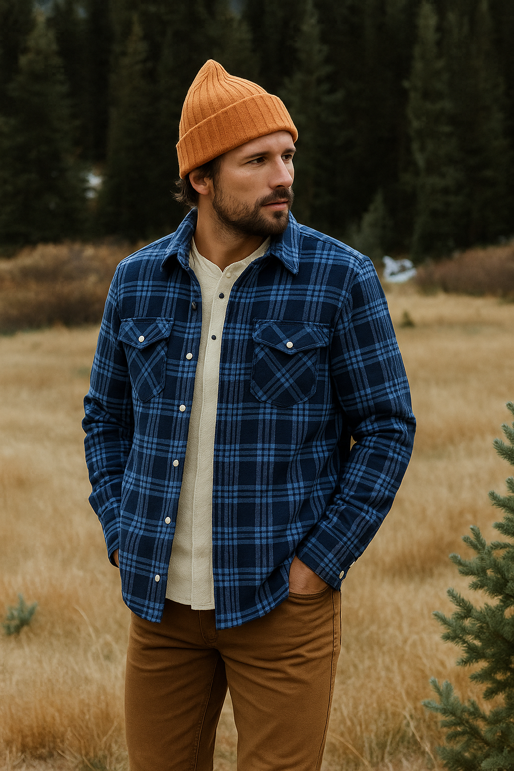 Warm Button-Up Outdoor Shirt Jacket